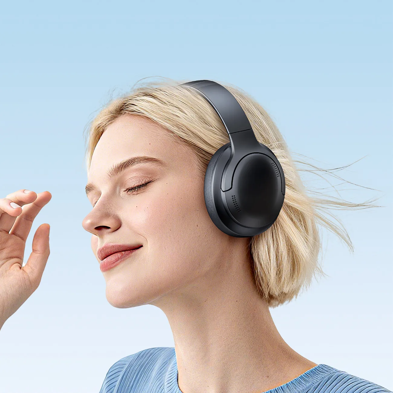 Baseus Bass BH1 Lite | Trådløse hodetelefoner over øret Bluetooth 6.0 – Svart – bilde 3