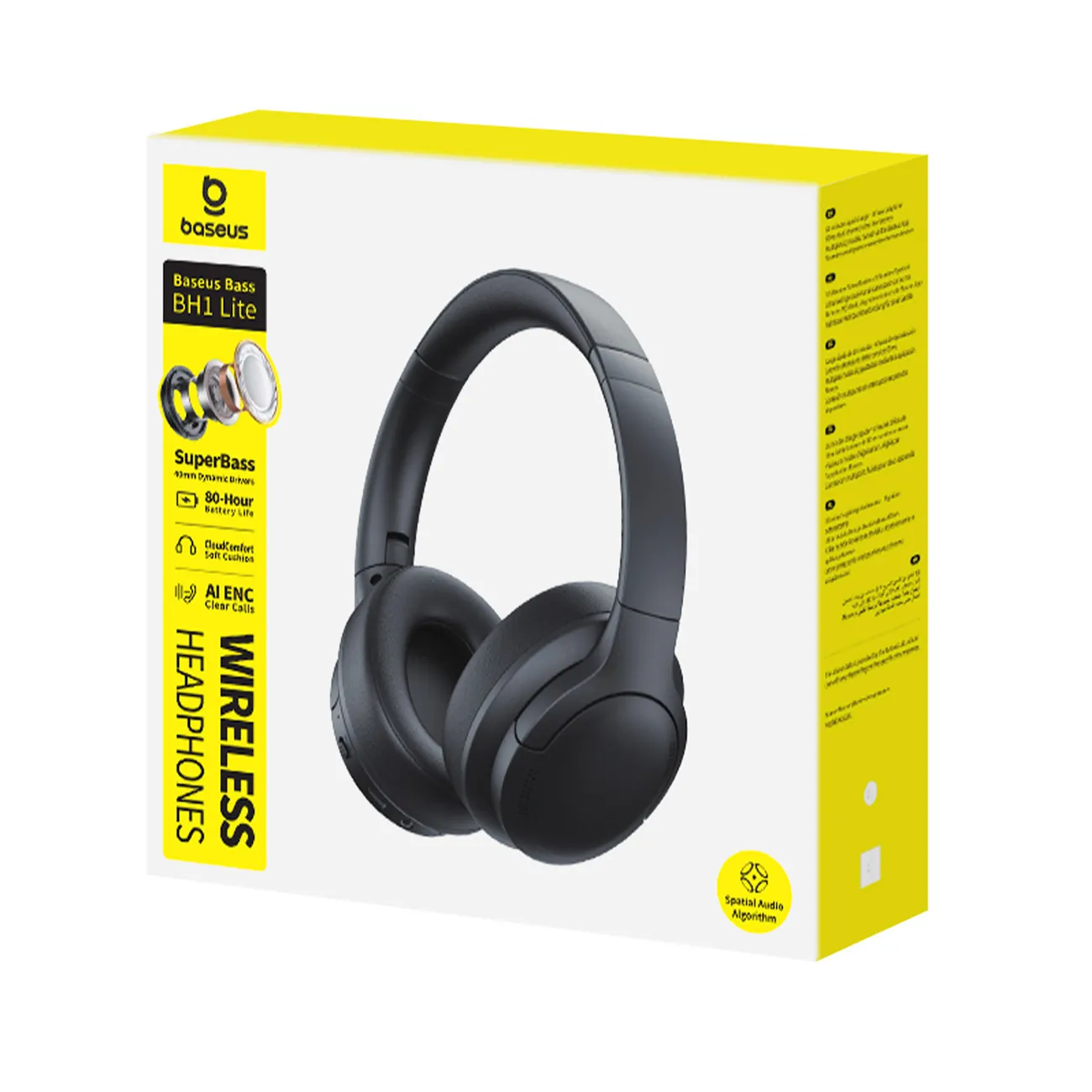 Baseus Bass BH1 Lite | Trådløse hodetelefoner over øret Bluetooth 6.0 – Svart – bilde 5