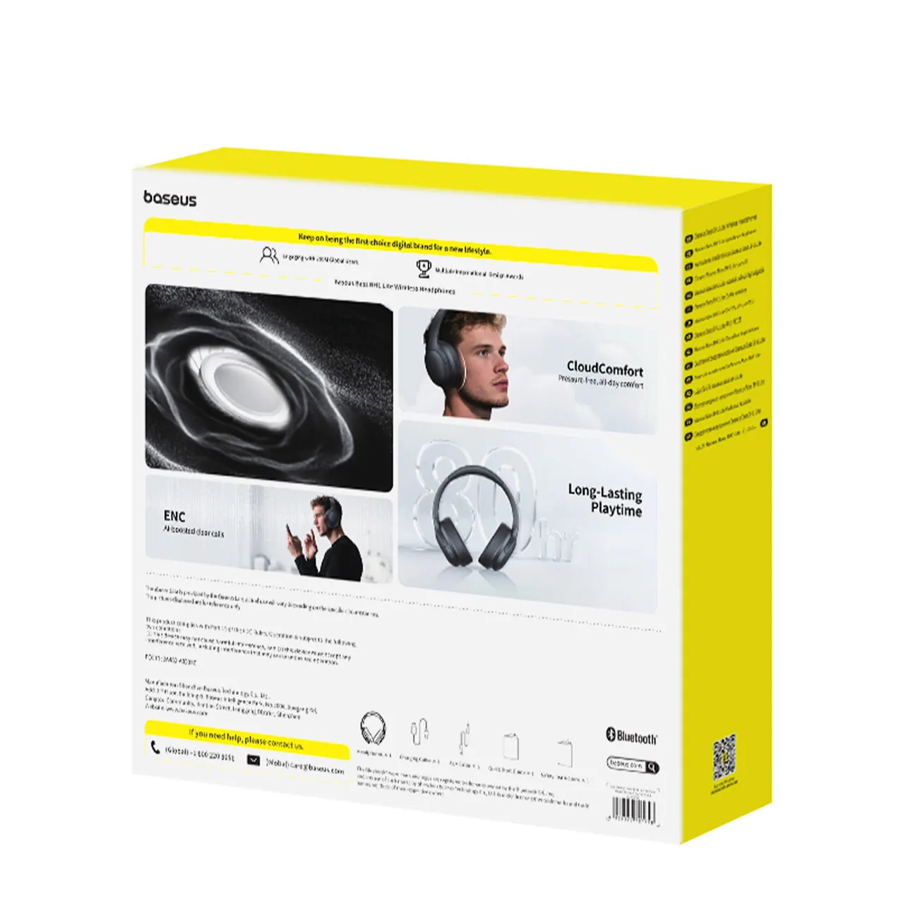 Baseus Bass BH1 Lite | Trådløse hodetelefoner over øret Bluetooth 6.0 – Svart – bilde 6