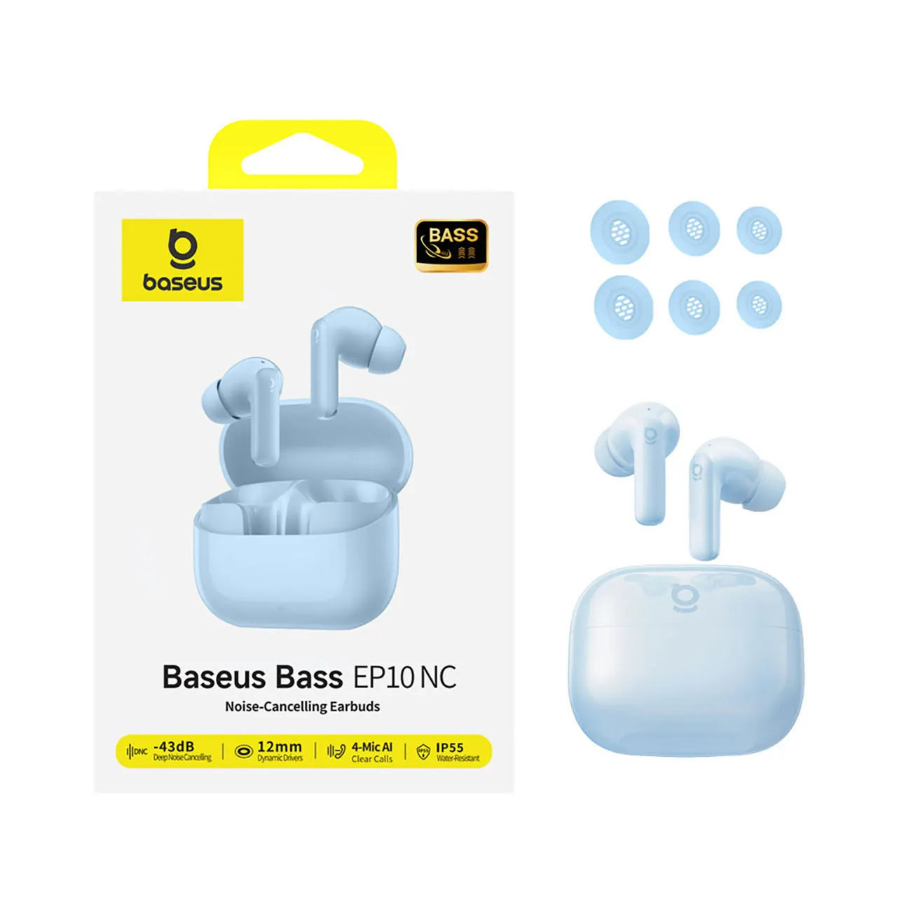 Baseus Bass EP10 | Trådløse in-ear øretelefoner TWS med ANC – Blå – bilde 6