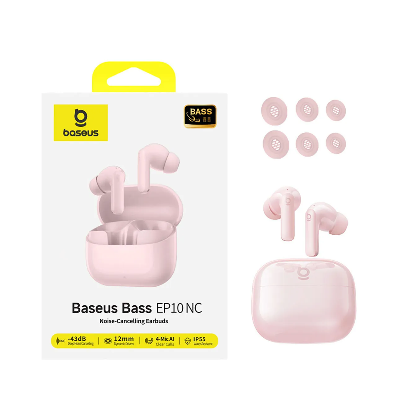 Baseus Bass EP10 | Trådløse in-ear øretelefoner TWS med ANC – Rosa – bilde 6