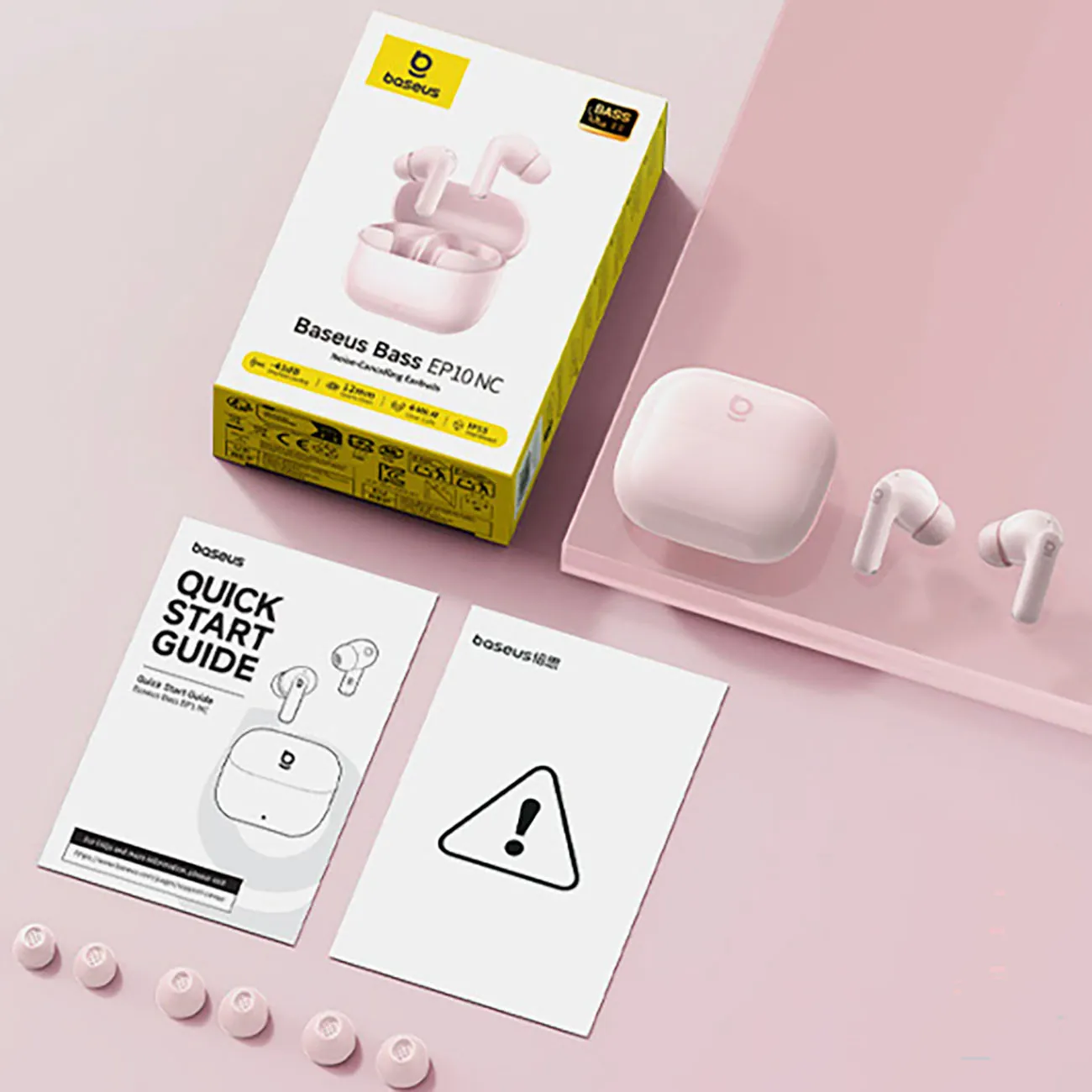 Baseus Bass EP10 | Trådløse in-ear øretelefoner TWS med ANC – Rosa – bilde 7