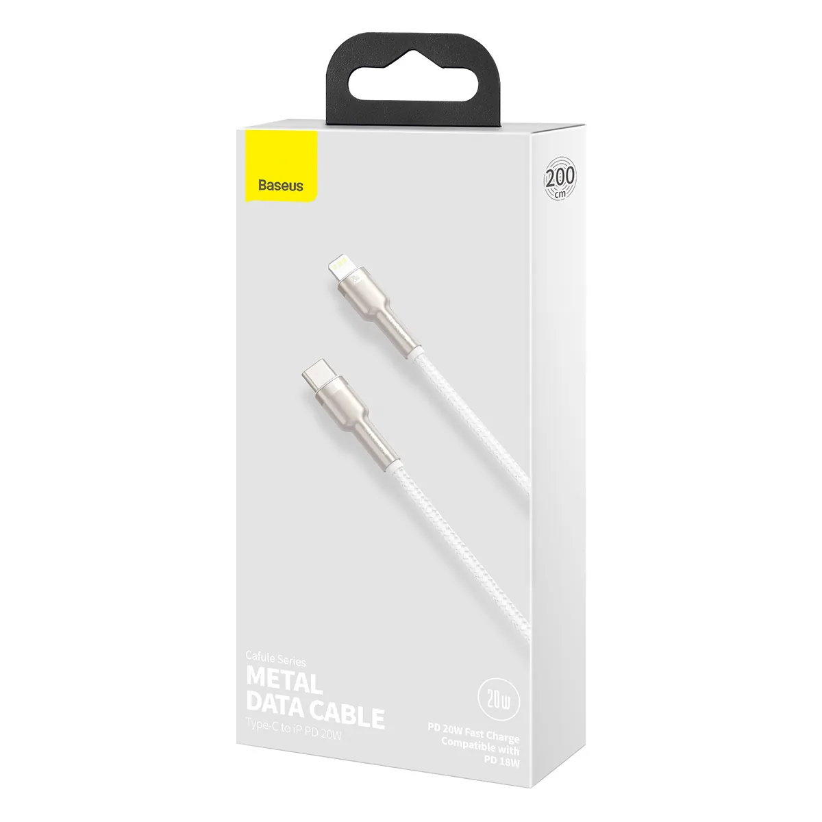 Baseus Cafule Metal | USB-C til Lightning-kabel 20W PD 1 m – Hvit – bilde 7