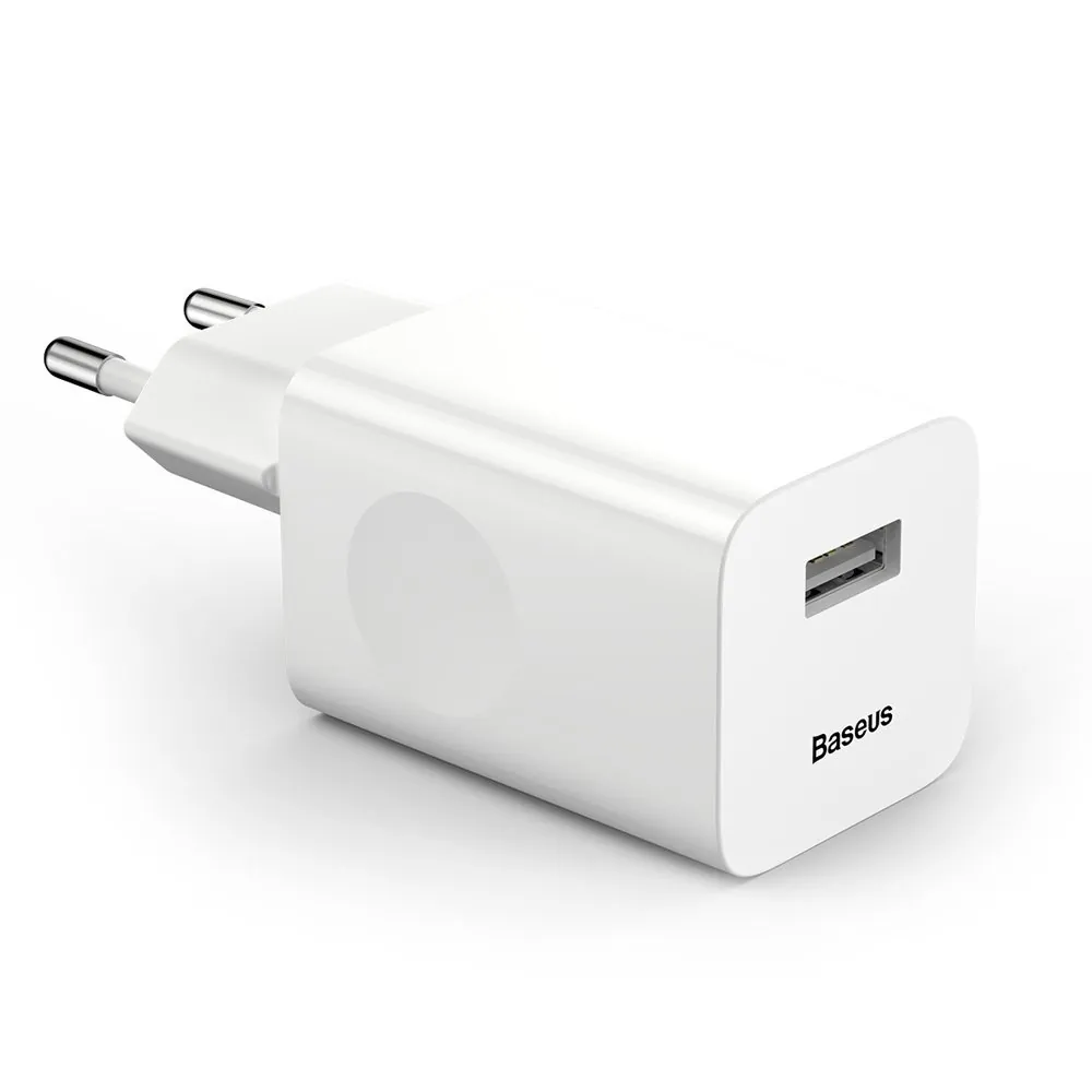 Baseus Charging Quick Charger | Vegglader USB-A 24W QC 3.0 – Hvit