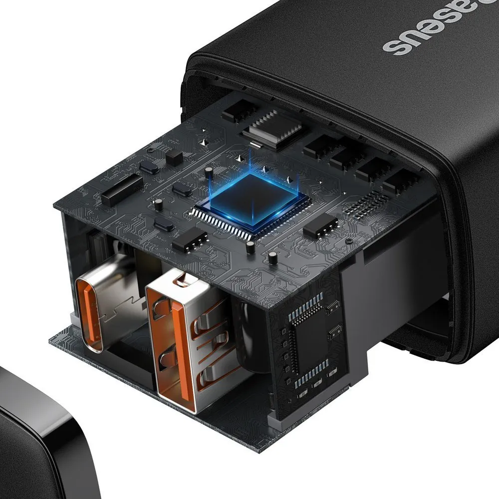 Baseus Compact | Vegglader USB-A og USB-C 20W PD QC 3.0 – Svart – bilde 5
