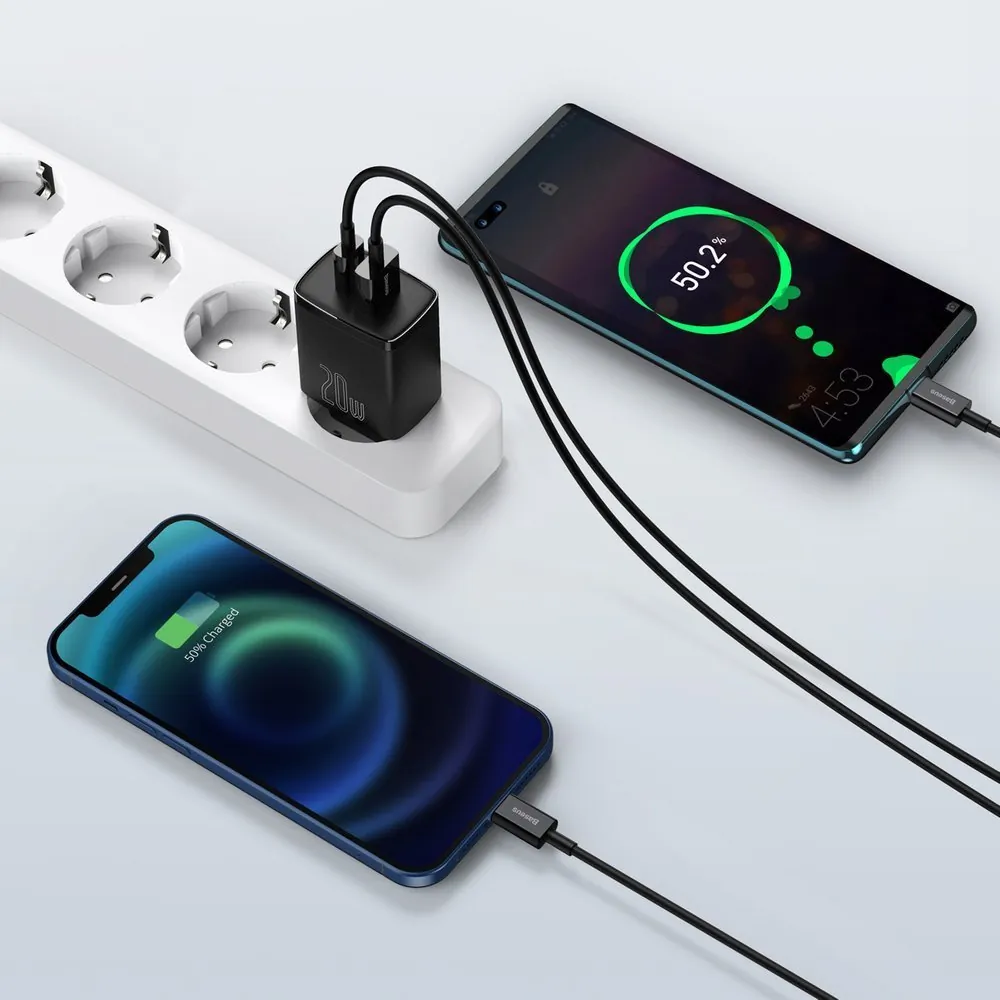 Baseus Compact | Vegglader USB-A og USB-C 20W PD QC 3.0 – Svart – bilde 7