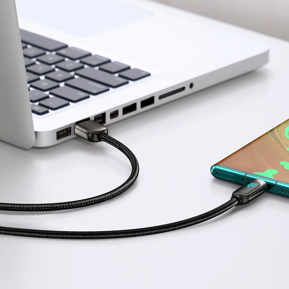 Baseus Display | USB-A til USB-C-kabel 66W med display 1 m – Svart – bilde 7