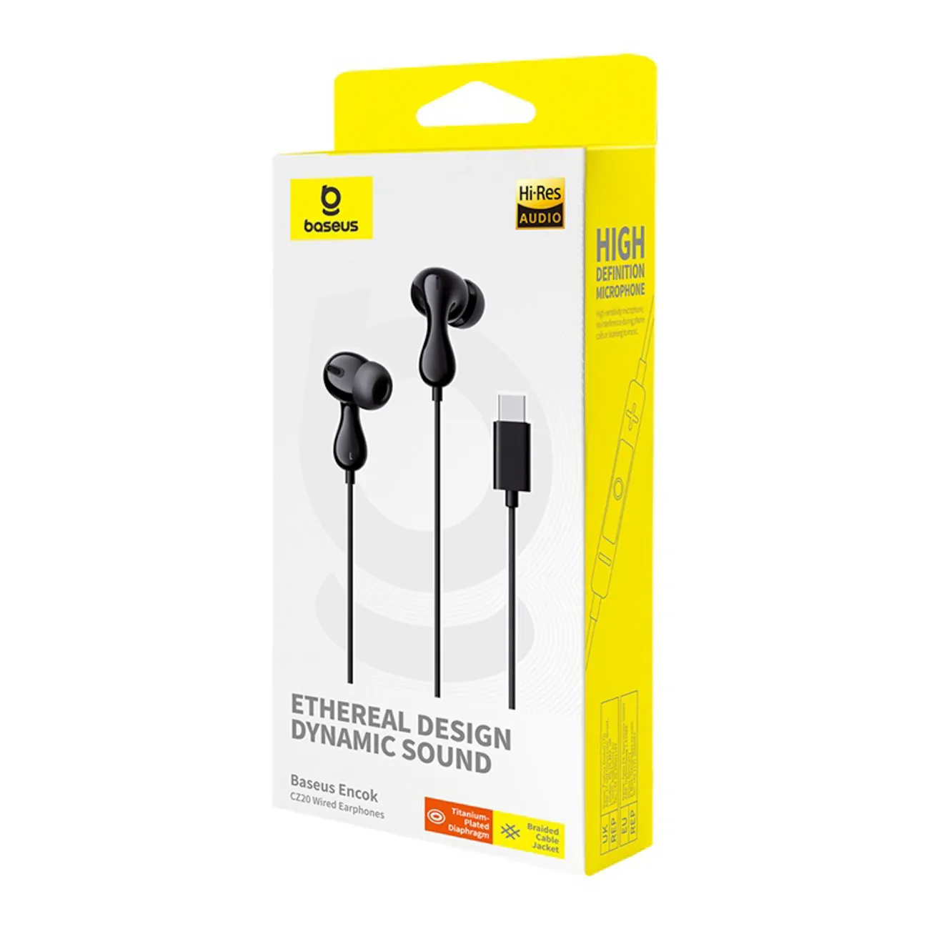Baseus Encok CZ20 | Kablede in-ear øretelefoner USB-C – Svart – bilde 5