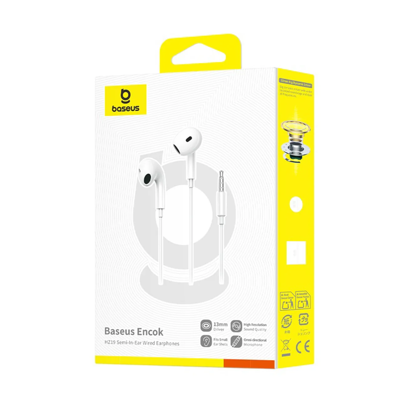 Baseus Encok HZ19 | Kablede øretelefoner med mini-jack – Hvit – bilde 6