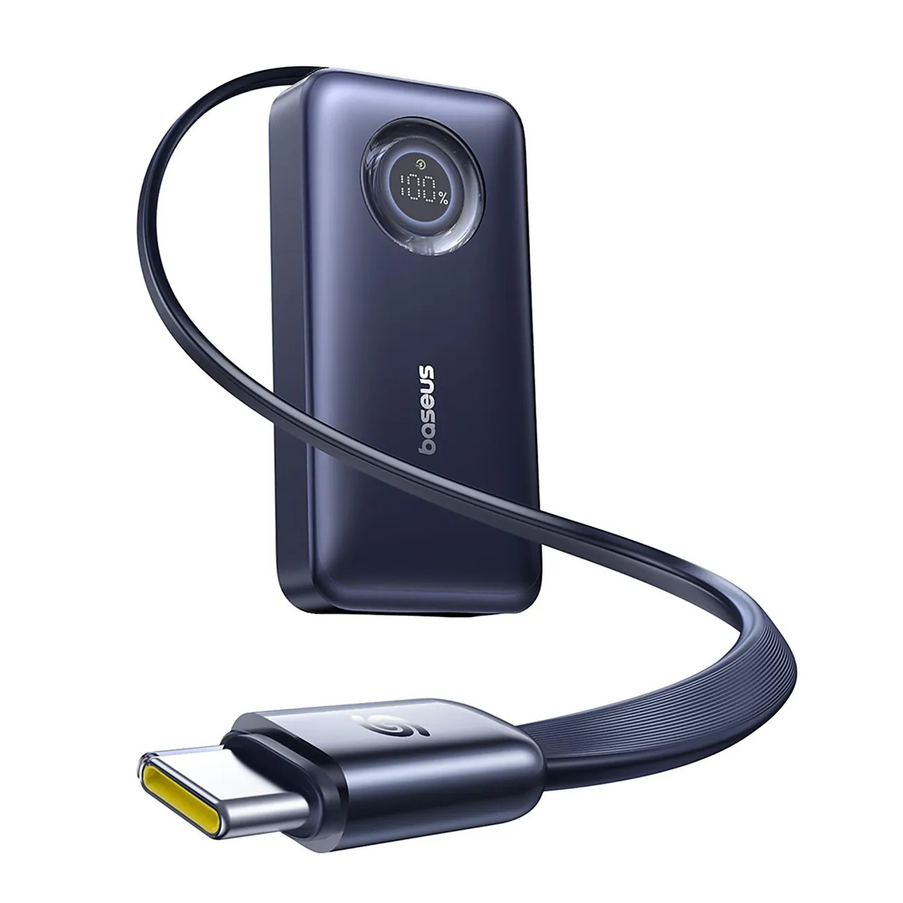 Baseus EnerCore CR11 | Powerbank 10000 mAh 45W med opprullbar USB-C-kabel – Svart