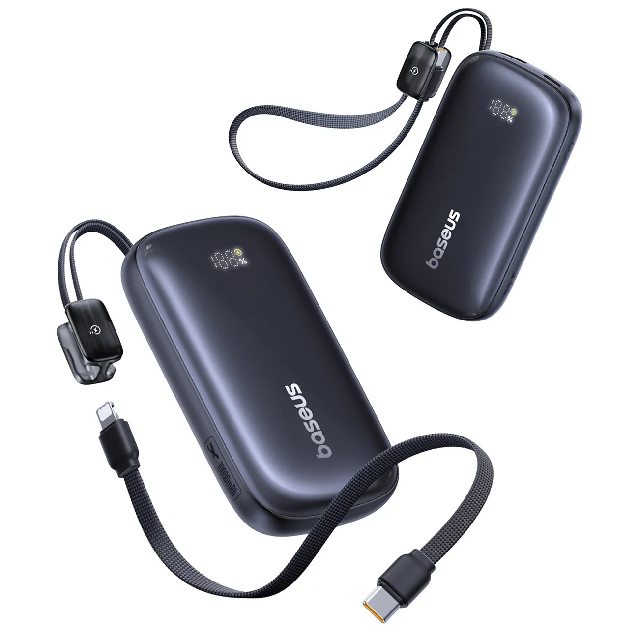 Baseus EnerFill FC21 Qpow 3 Ultra | Powerbank 10000 mAh 22,5W med display og avtakbar kabel – Svart – bilde 2