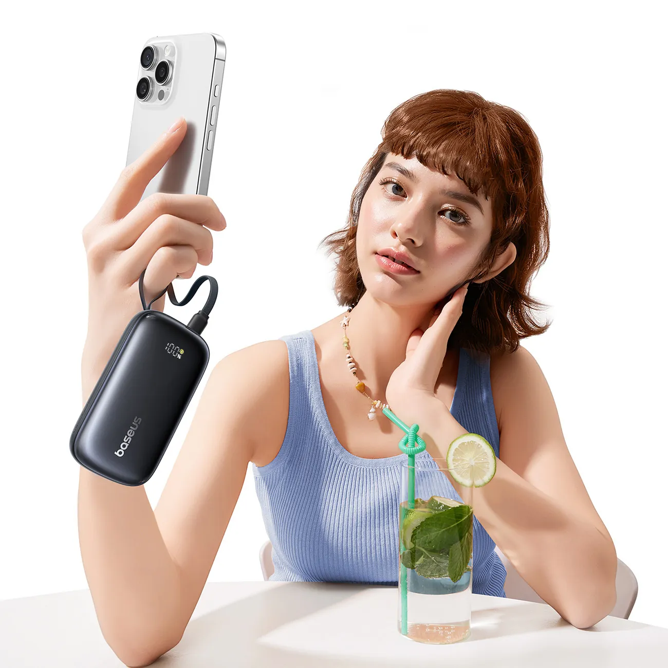 Baseus EnerFill FC21 Qpow 3 Ultra | Powerbank 10000 mAh 22,5W med display og avtakbar kabel – Svart – bilde 5