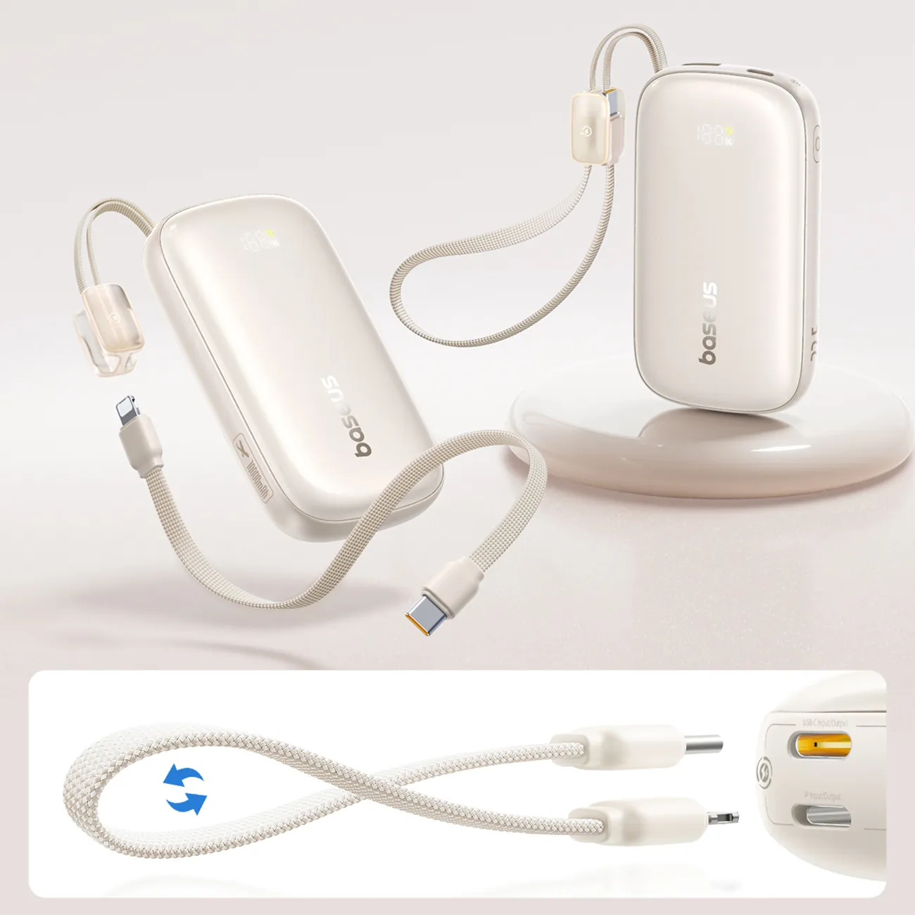 Baseus EnerFill FC21 Qpow 3 Ultra | Powerbank 10000 mAh 22,5W med kabel-stropp – Titan – bilde 4