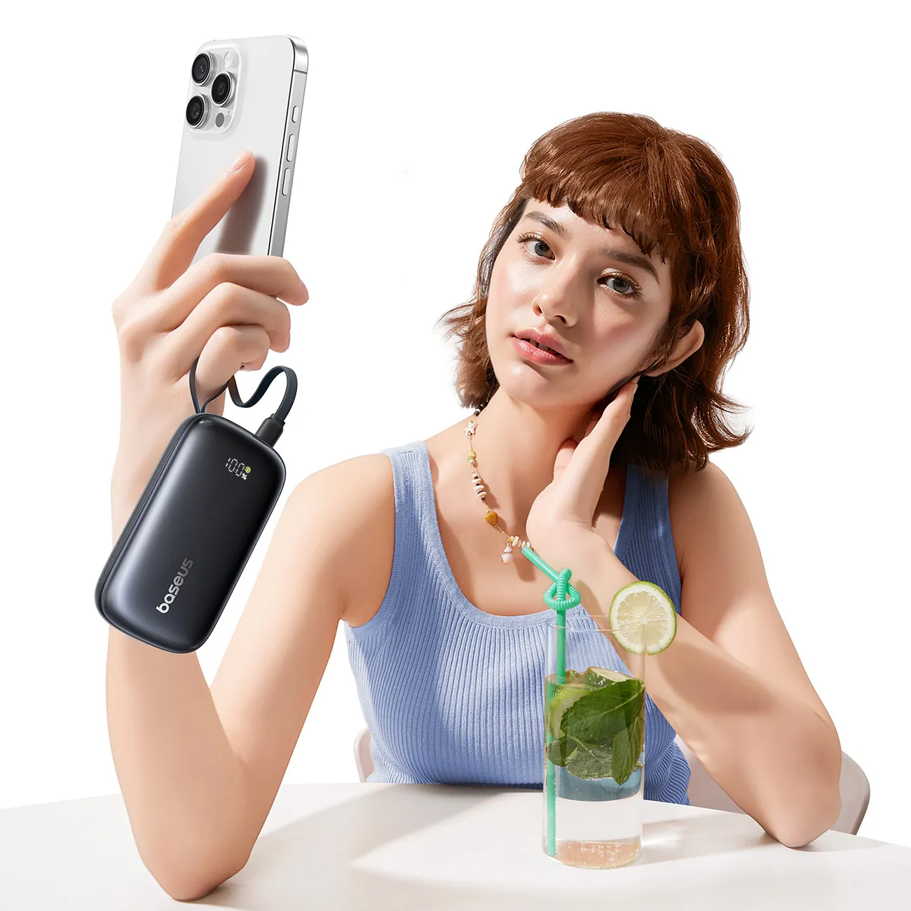 Baseus EnerFill FC21 Qpow 3 Ultra | Powerbank 10000 mAh 45W med kabel-stropp – Svart – bilde 6