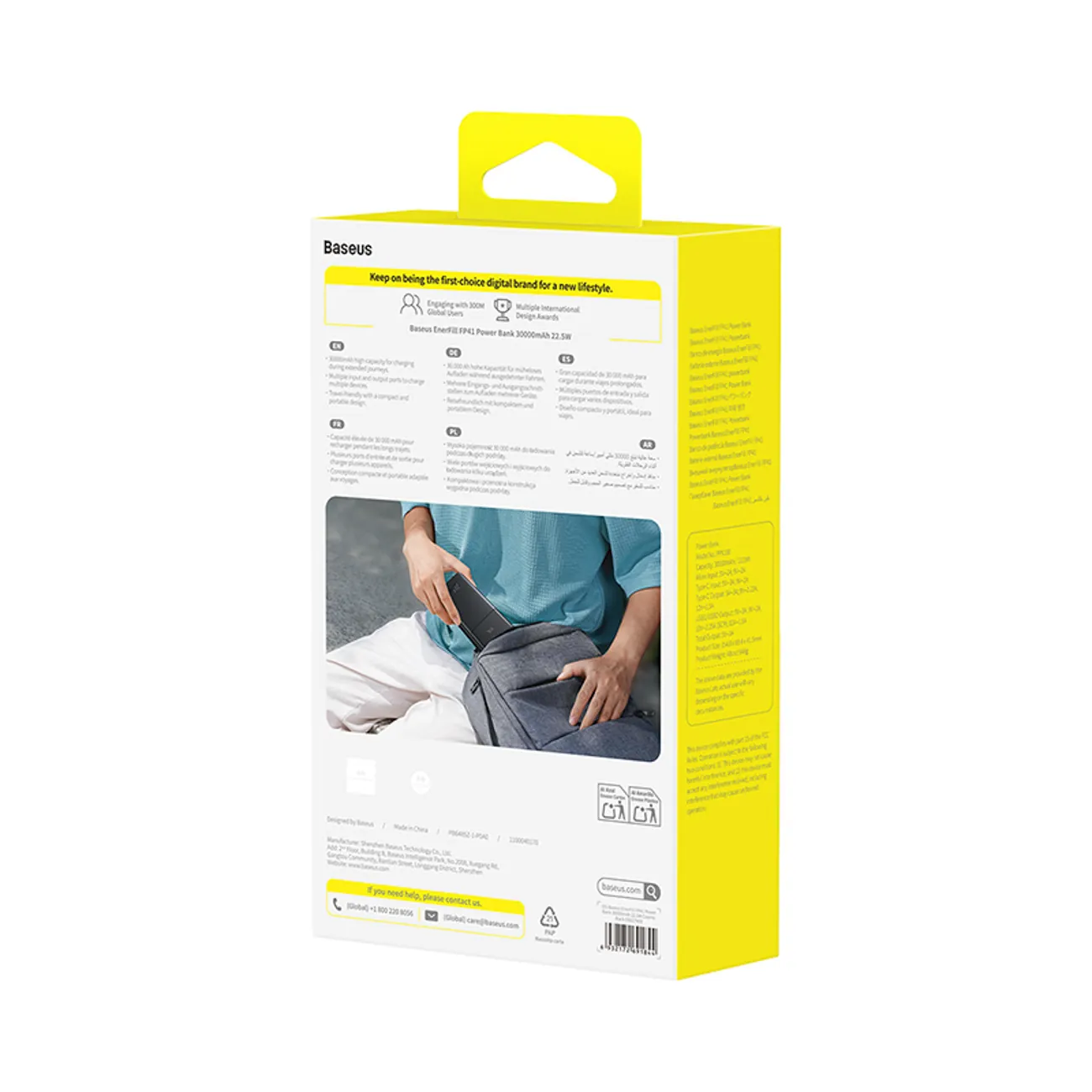 Baseus EnerFill FP41 | Powerbank 30000 mAh 22,5W med USB-A til USB-C-kabel 30 cm – Svart – bilde 6