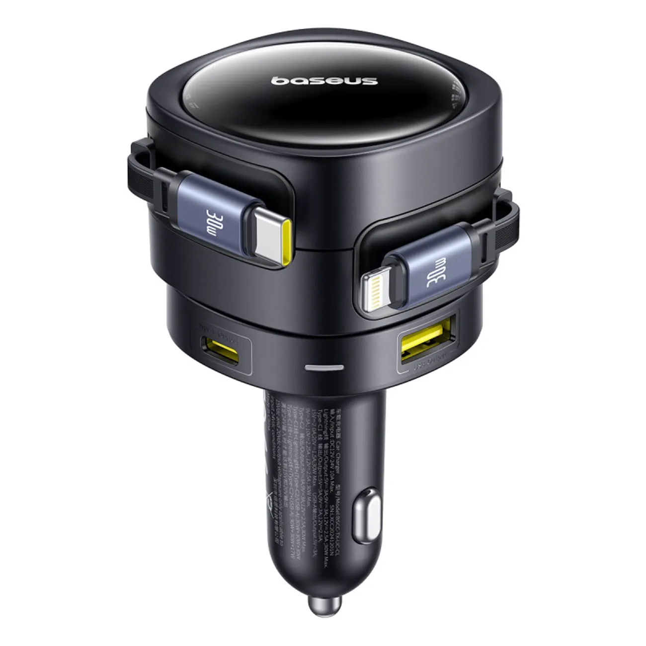Baseus Enjoyment Max | Billader 90W 2x USB-C med USB-C- og Lightning-kabel – Svart – bilde 2