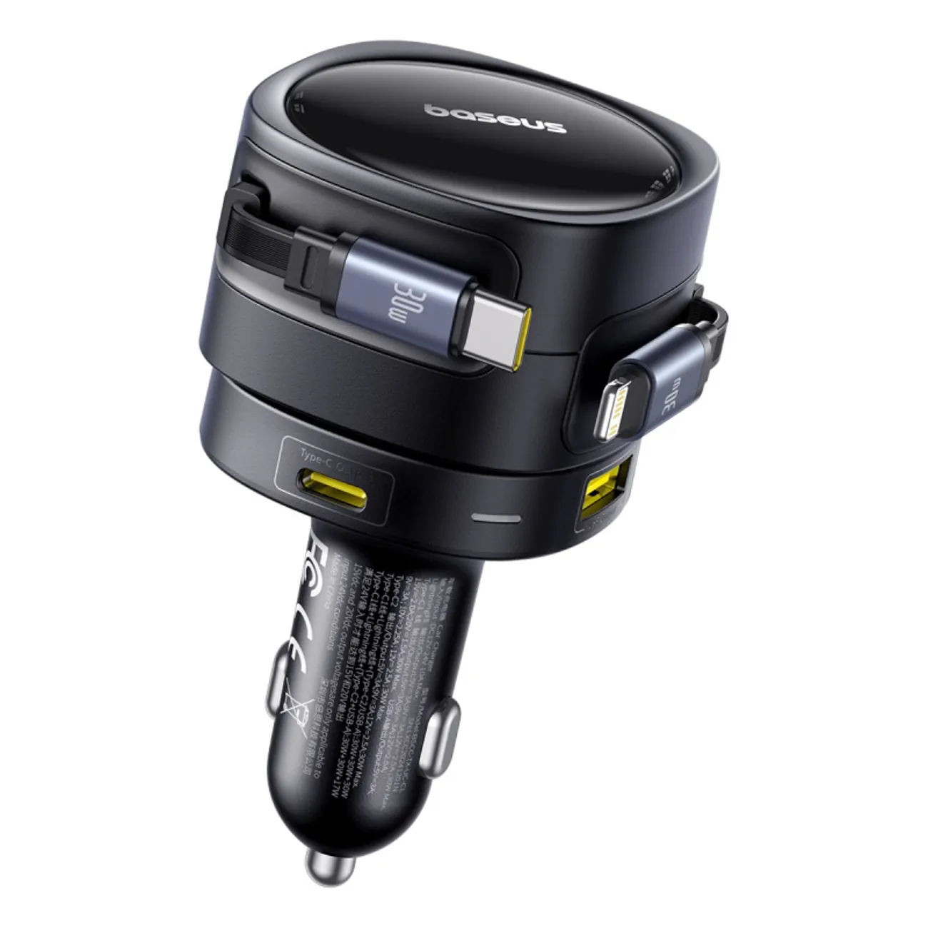 Baseus Enjoyment Max | Billader 90W 2x USB-C med USB-C- og Lightning-kabel – Svart – bilde 6