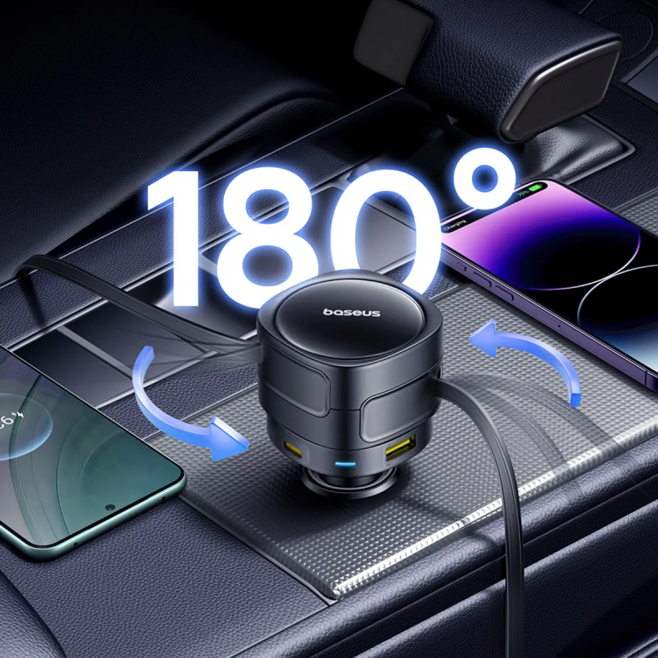 Baseus Enjoyment Max | Billader 90W 2x USB-C med USB-C- og Lightning-kabel – Svart – bilde 8