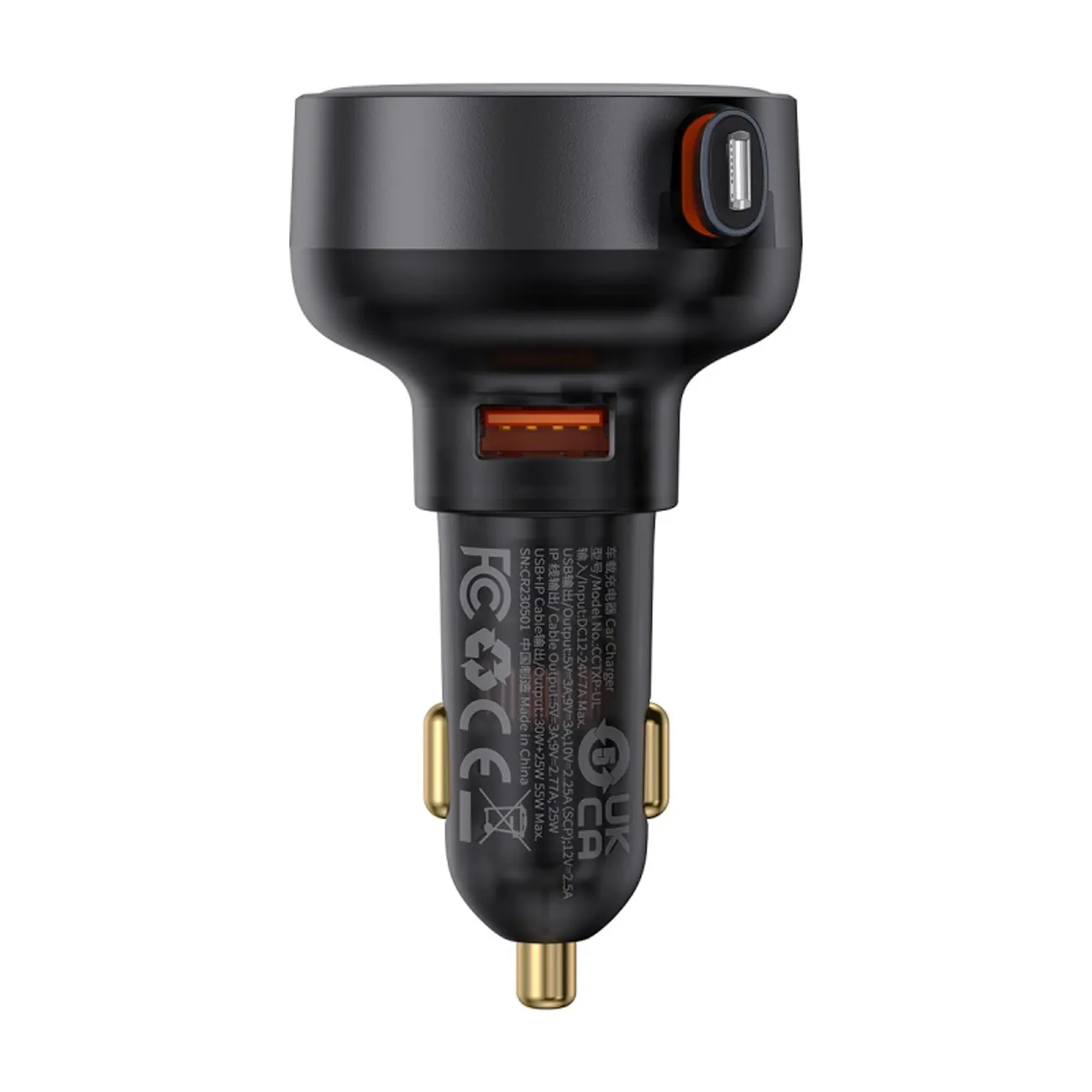 Baseus Enjoyment Pro | Billader 55W USB-A med opprullbar Lightning-kabel – Svart – bilde 3