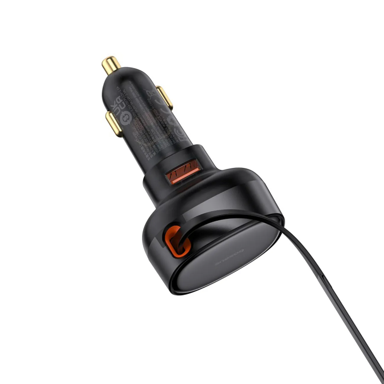 Baseus Enjoyment Pro | Billader 55W USB-A med opprullbar Lightning-kabel – Svart – bilde 5