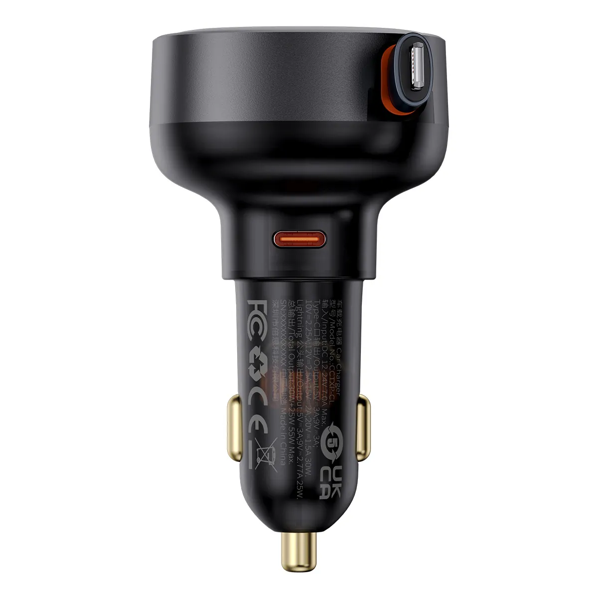 Baseus Enjoyment Pro | Billader 60W med USB-C-port og Lightning-plugg – Svart – bilde 2