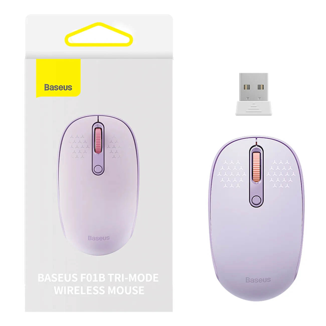 Baseus F01B | Trådløs mus 2,4 GHz + Bluetooth – Lilla – bilde 8