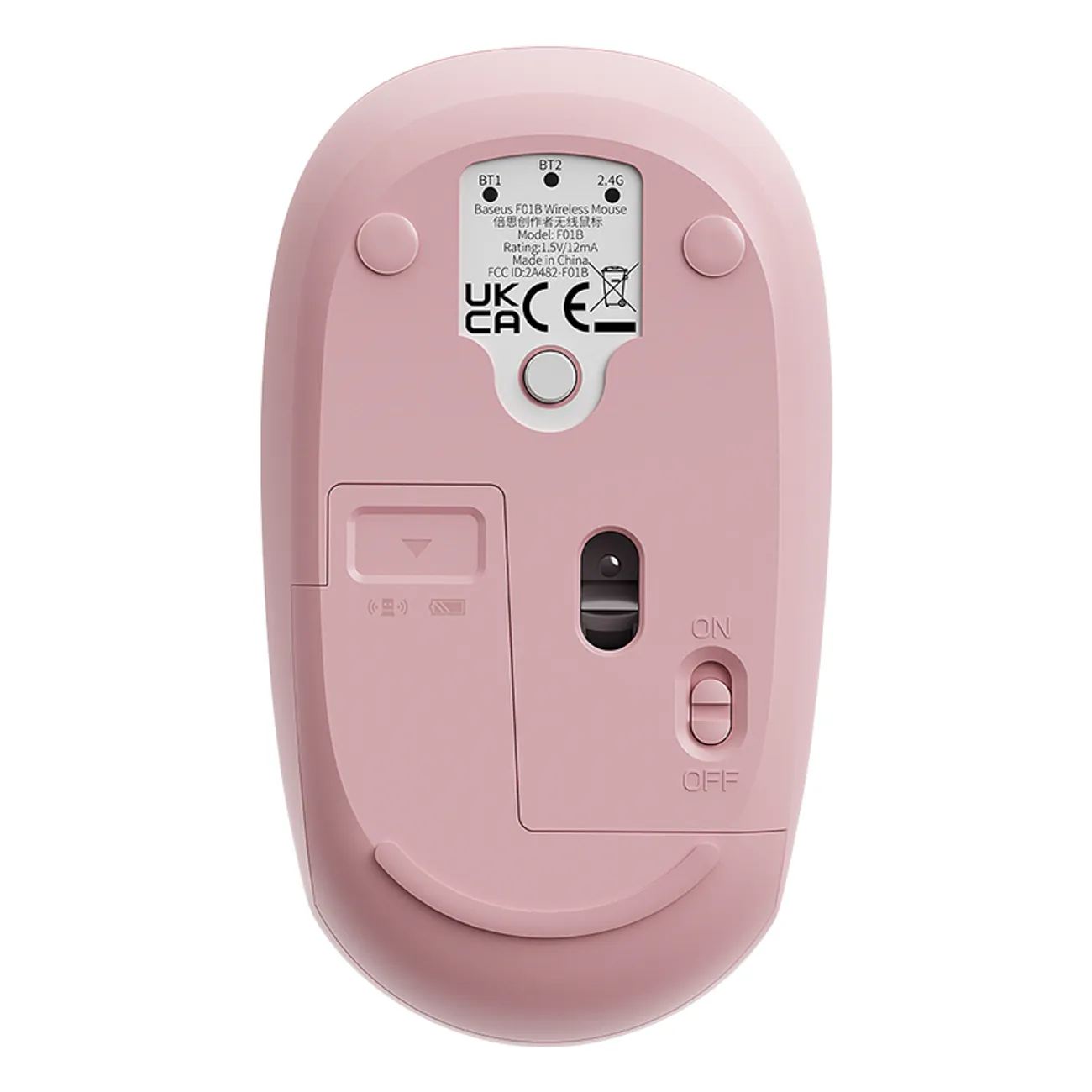 Baseus F01B | Trådløs mus 2,4 GHz + Bluetooth – Rosa – bilde 2