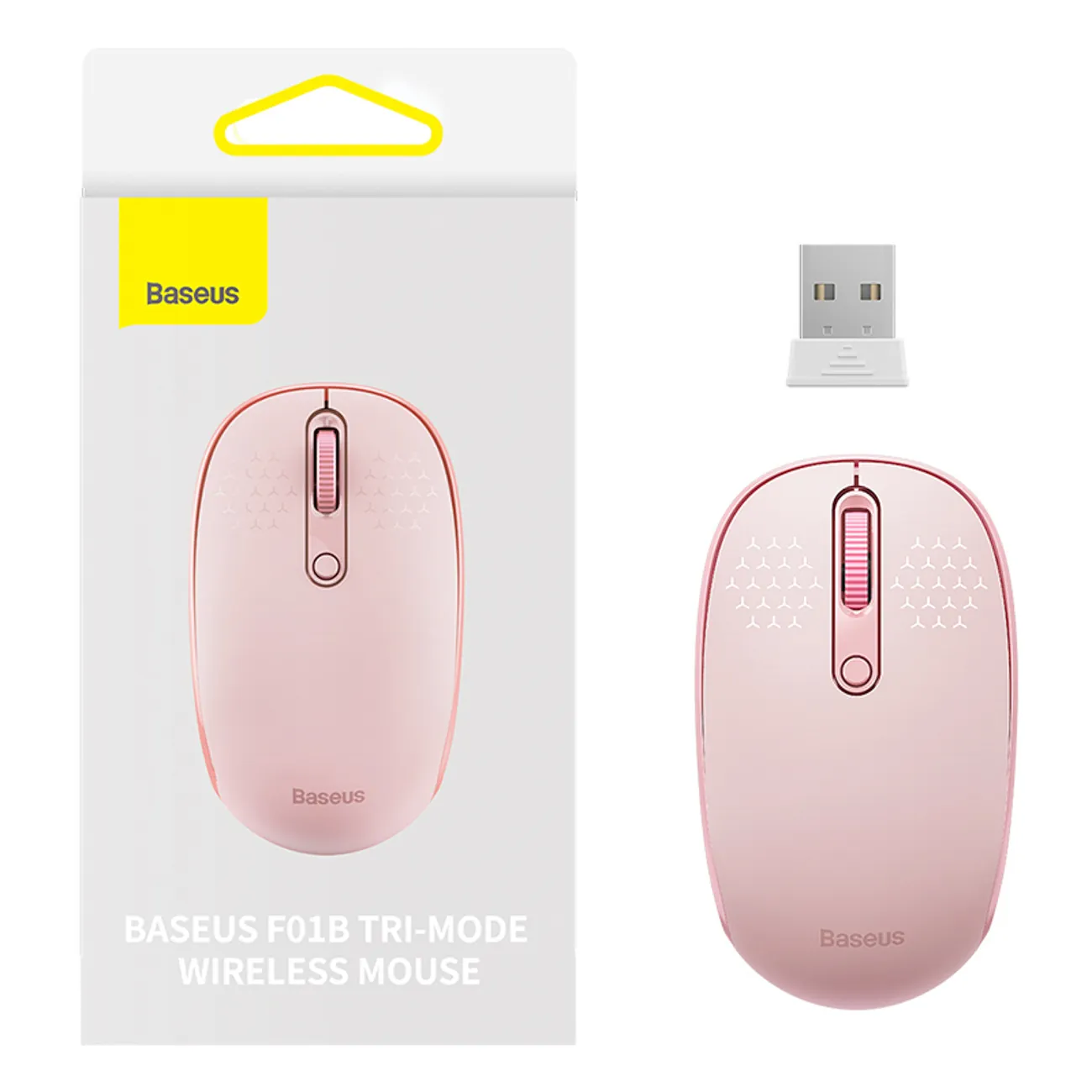 Baseus F01B | Trådløs mus 2,4 GHz + Bluetooth – Rosa – bilde 8