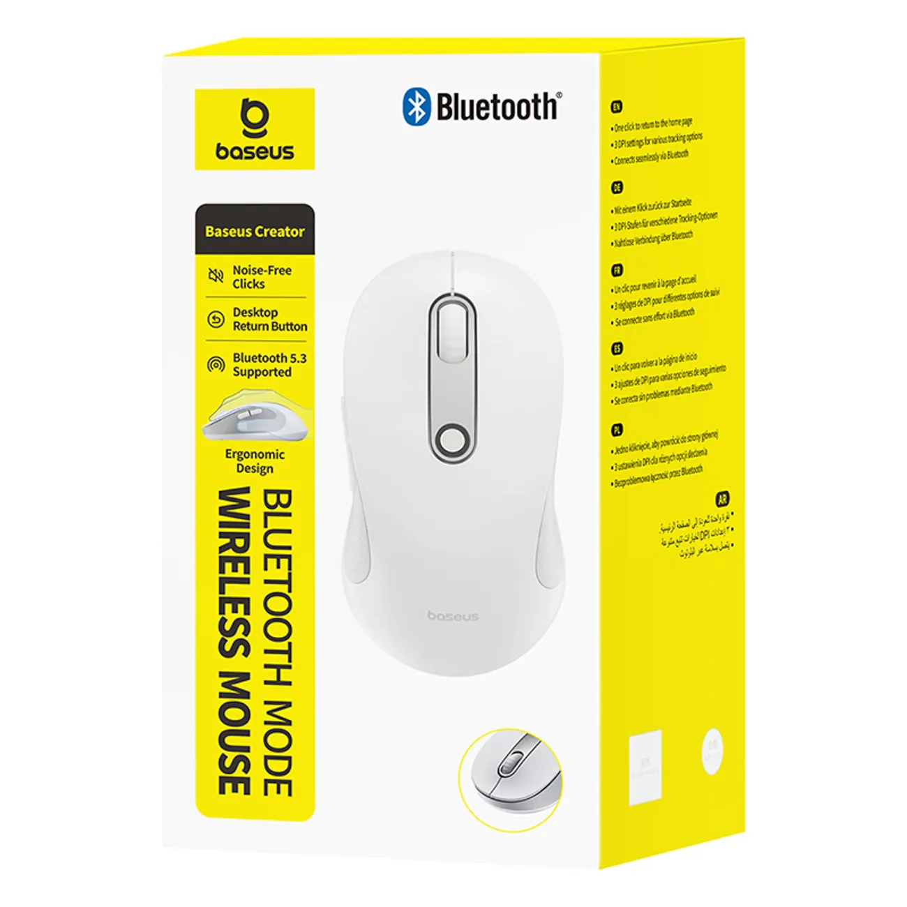 Baseus F02 | Trådløs ergonomisk mus Bluetooth – Hvit – bilde 3