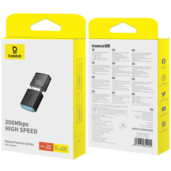 Baseus FastJoy WiFi | Trådløs USB WiFi-nettverksadapter til ekstern datamaskin eller bærbar PC 2.4 GHz 300 Mbps – bilde 7
