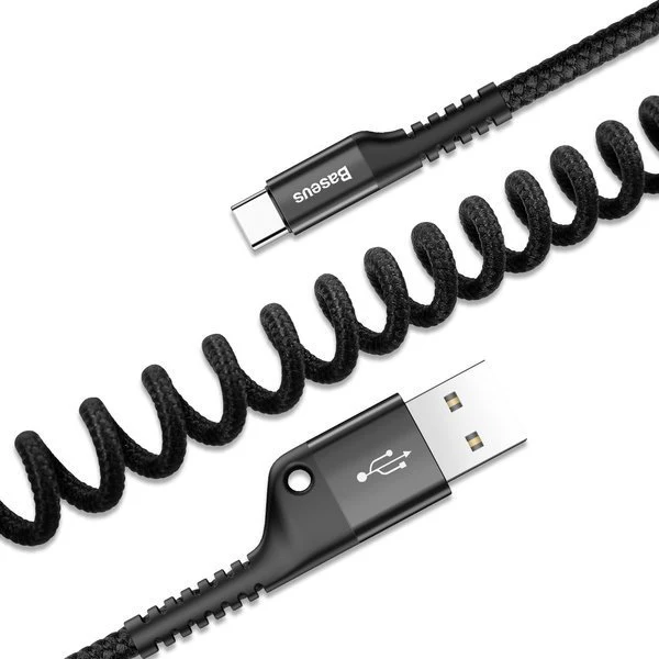 Baseus Fish eye | Elastisk forsterket fjær USB-C Type-C-kabel 1m