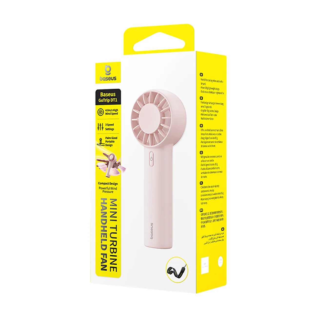 Baseus GoTrip DT1 | Bærbar vifte – Rosa – bilde 3