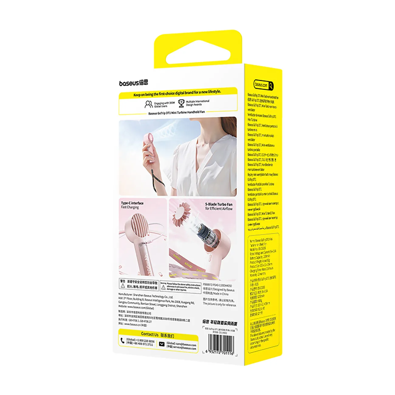 Baseus GoTrip DT1 | Bærbar vifte – Rosa – bilde 4