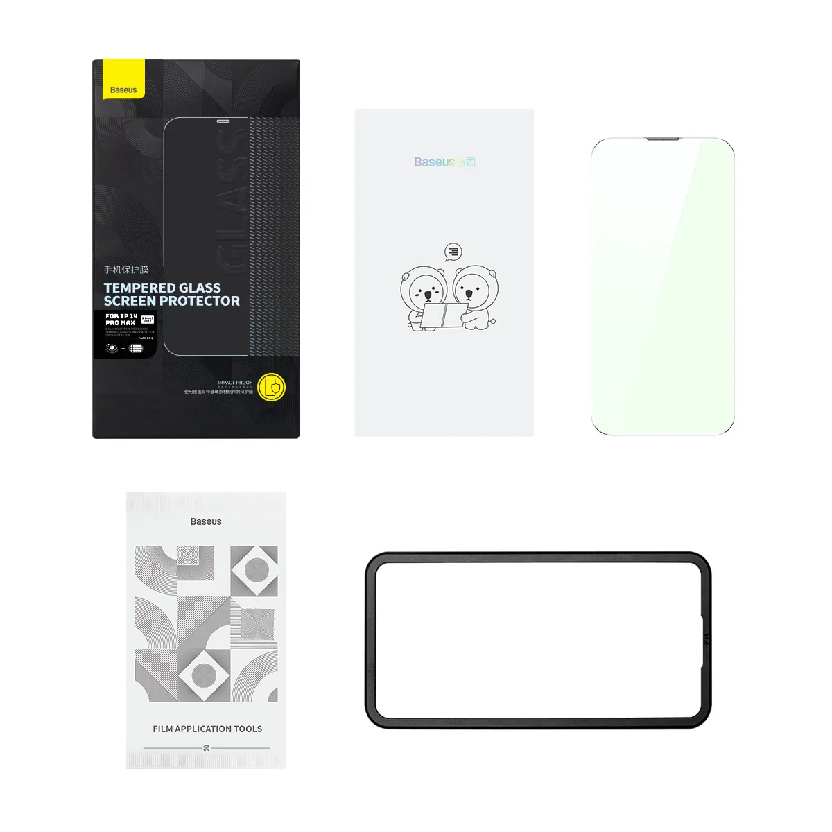 Baseus | Herdet glass til iPhone 14 Pro Max med blålysfilter 0,3 mm – Gjennomsiktig – bilde 8