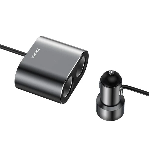 Baseus High Efficiency | Bilader med 2x USB + splitter 2x sigarettenneruttak 80W