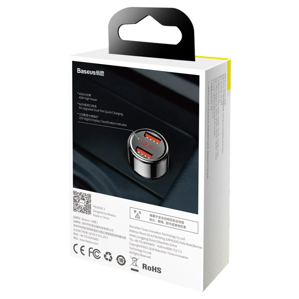 Baseus Magic Series Dual QC | Billader 2x USB QC 3.0 45W – Svart – bilde 8