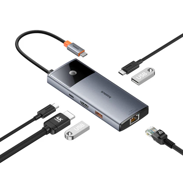 Baseus Metal Gleam II 6w1 | HUB-adapter, 6-i-1 USB-C til HDMI, RJ45, USB3.2, USB-C 100W