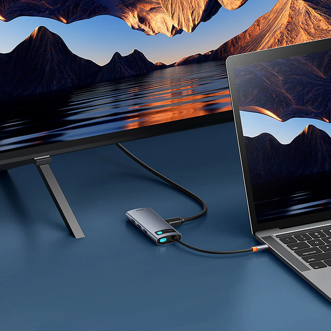 Baseus Metal Gleam | USB-C-hub 7-i-1 HDMI 4K 60 Hz / 3x USB 3.0 / PD / SD – Grå – bilde 7