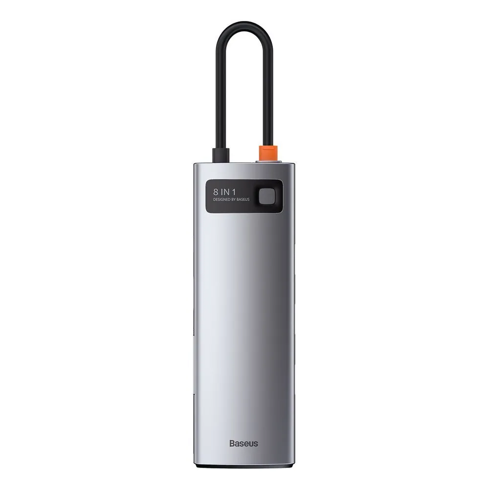 Baseus Metal Gleam | USB-C-hub 8-i-1 med PD 100W, HDMI 4K og RJ45 – Grå – bilde 2