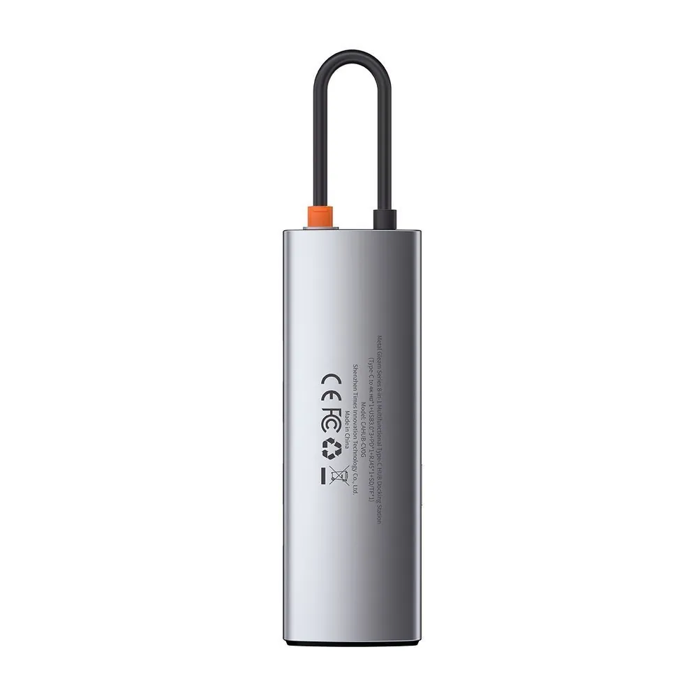 Baseus Metal Gleam | USB-C-hub 8-i-1 med PD 100W, HDMI 4K og RJ45 – Grå – bilde 5