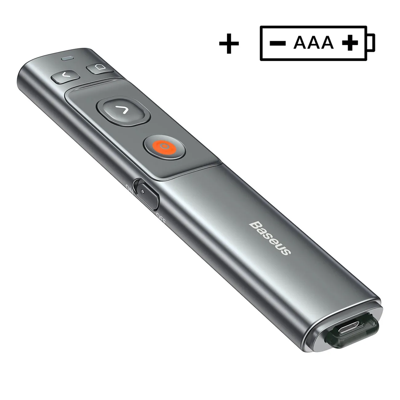 Baseus Orange Dot | Trådløs laserpeker for presentasjoner (med batteri) – Grå