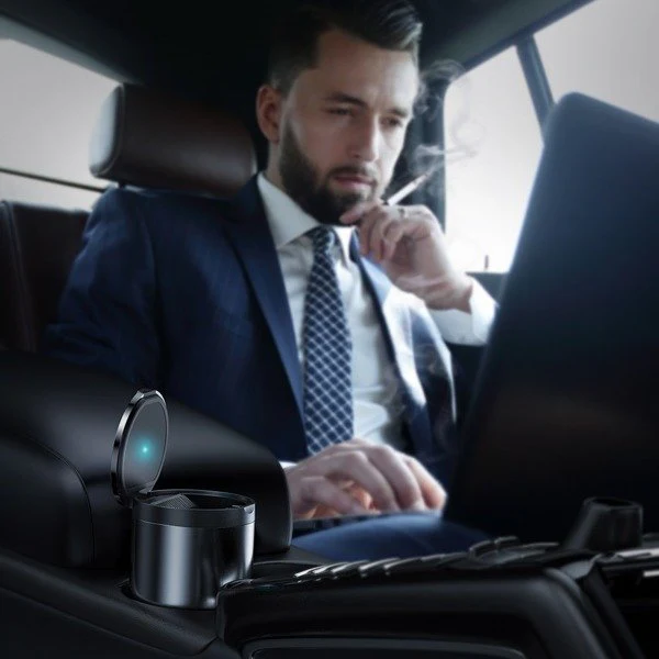 Baseus Premium Car Ashtray | LED-belyst bilaskebeger for kontoret – bilde 2