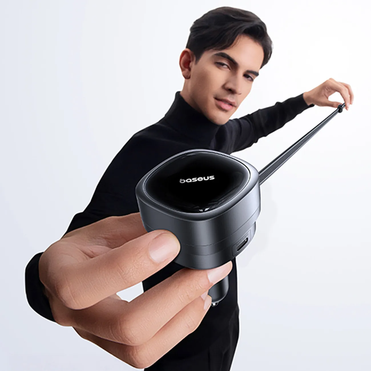 Baseus PrimeTrip VR1 | Billader 60W USB-A og USB-C med opprullbar USB-C-kabel – Svart – bilde 8