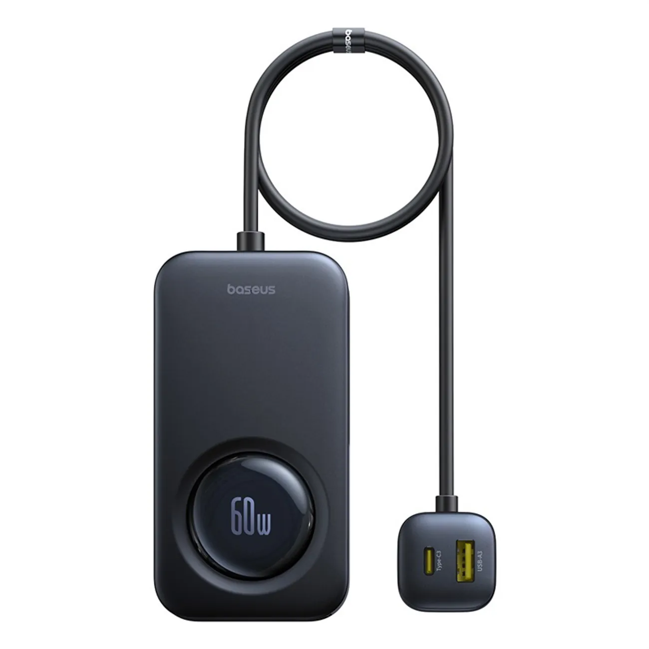Baseus PrimeTrip VW1 | Billader 60W med integrerte kabler for opptil 6 enheter – Svart