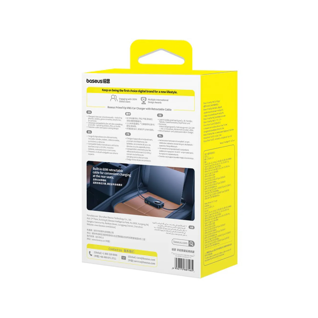 Baseus PrimeTrip VW1 | Billader 60W med integrerte kabler for opptil 6 enheter – Svart – bilde 3