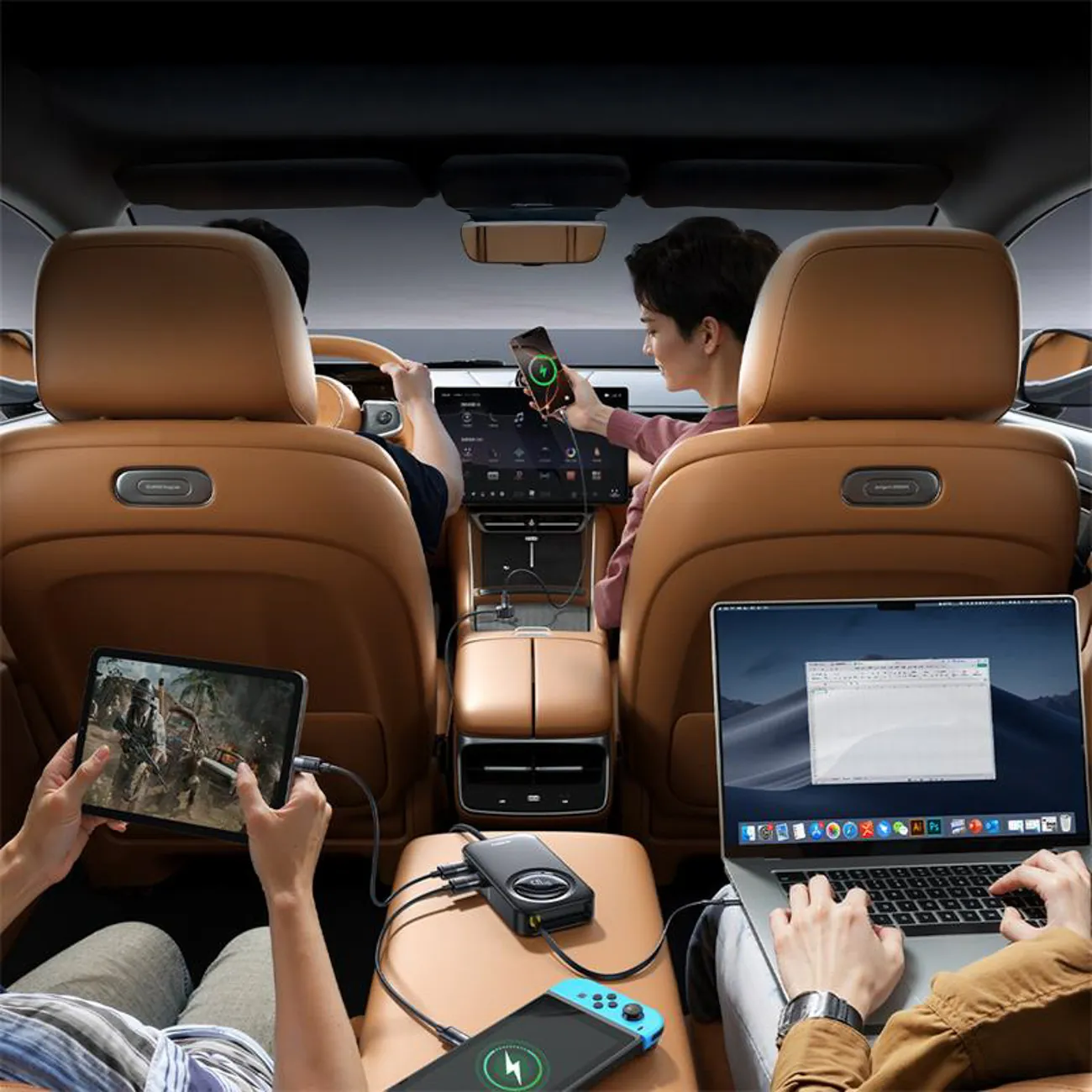Baseus PrimeTrip VW1 | Billader 60W med integrerte kabler for opptil 6 enheter – Svart – bilde 6