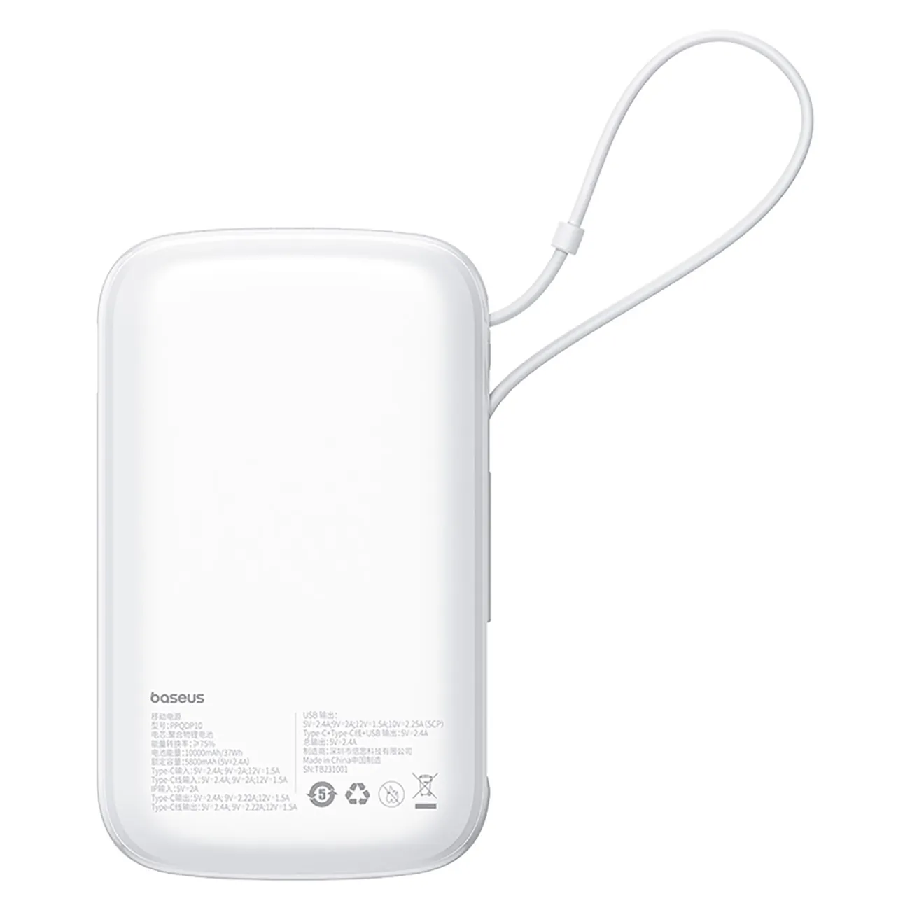 Baseus Qpow Pro+ | Powerbank 10000 mAh 22,5W USB-C – Hvit – bilde 3