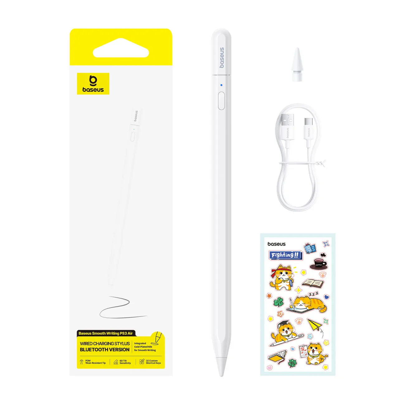 Baseus Smooth Writing PS3 Air | Aktiv pekepenn med Bluetooth til iPad – Hvit – bilde 3
