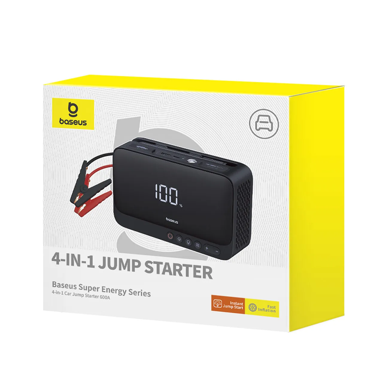 Baseus Super Energy | Startbooster 4-i-1 600A med kompressor, lykt og powerbank – Svart – bilde 8