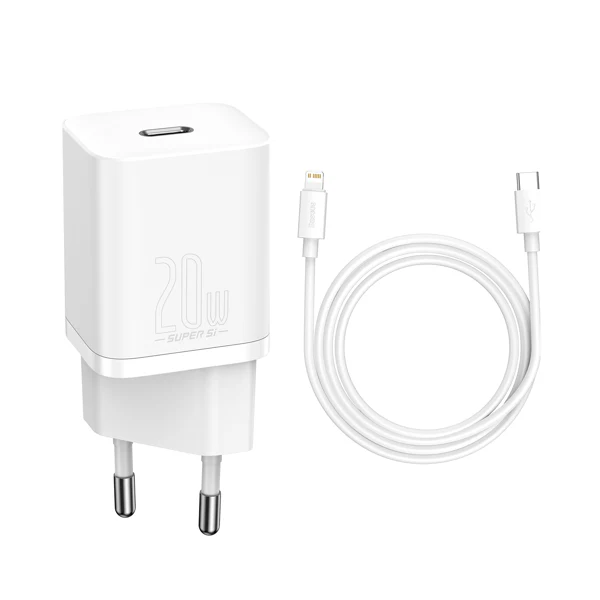 Baseus Super Si | Nettadapter USB-C PD 20W + Lightning-kabel 1m til iPhone